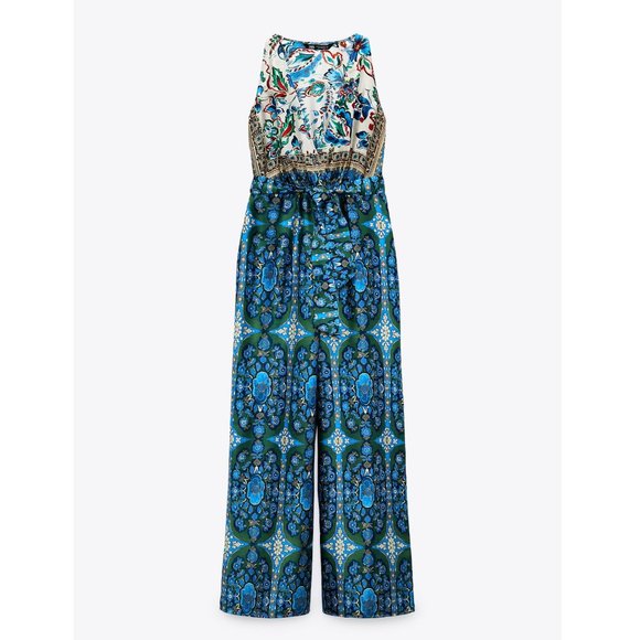 Zara Satin Multicolored Printed Jumpsuit - Picture 7 of 13